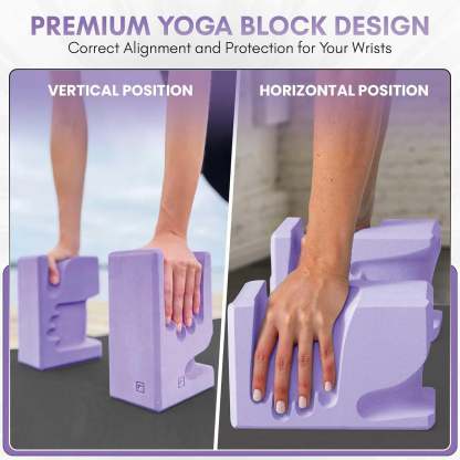 Yoga Brick Set of 2 – Ergonomically Designed EVA Yoga Bricks, Relieves Wrist Pressure