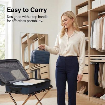 High-capacity foldable cosmetic bag, waterproof PU leather