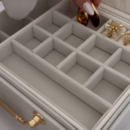 Multipurpose Luxury Self-Textured Leather Jewelry Case – Large Size with Mirror