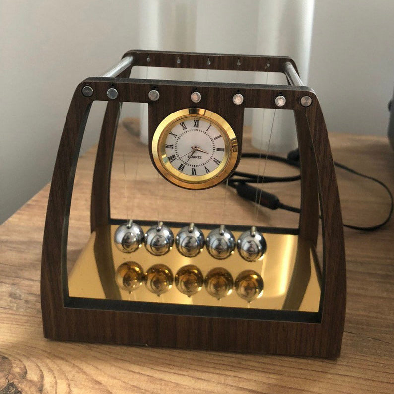 Personalized Handmade Newton Cradle – Wooden Pendulum Magnetic Balance Balls