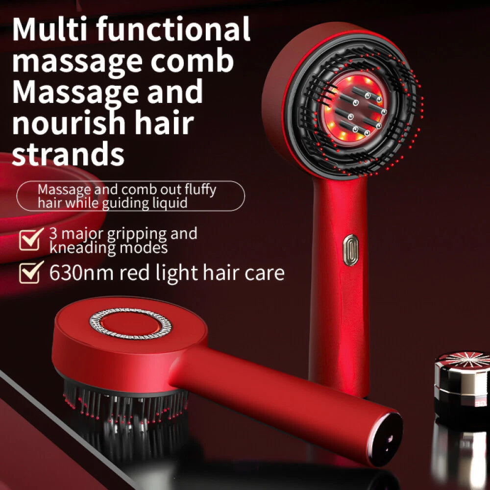 Electric Red Light Hair Brush – Hair Growth, Scalp Massager & Hair Oil Applicator Comb