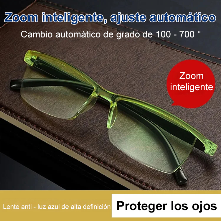 Gafas de lectura antiguas con zoom inteligente