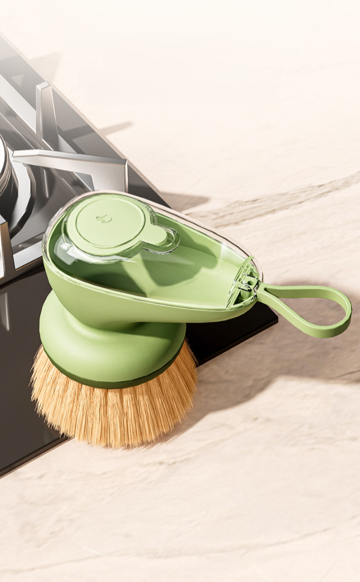 Flüssigkeitsbehälter der Topfbürste wird nachgefüllt