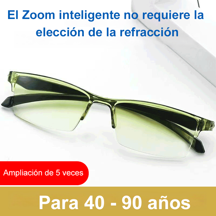 Gafas de lectura antiguas con zoom inteligente