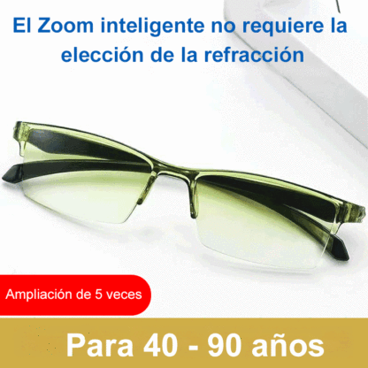 Gafas de lectura antiguas con zoom inteligente