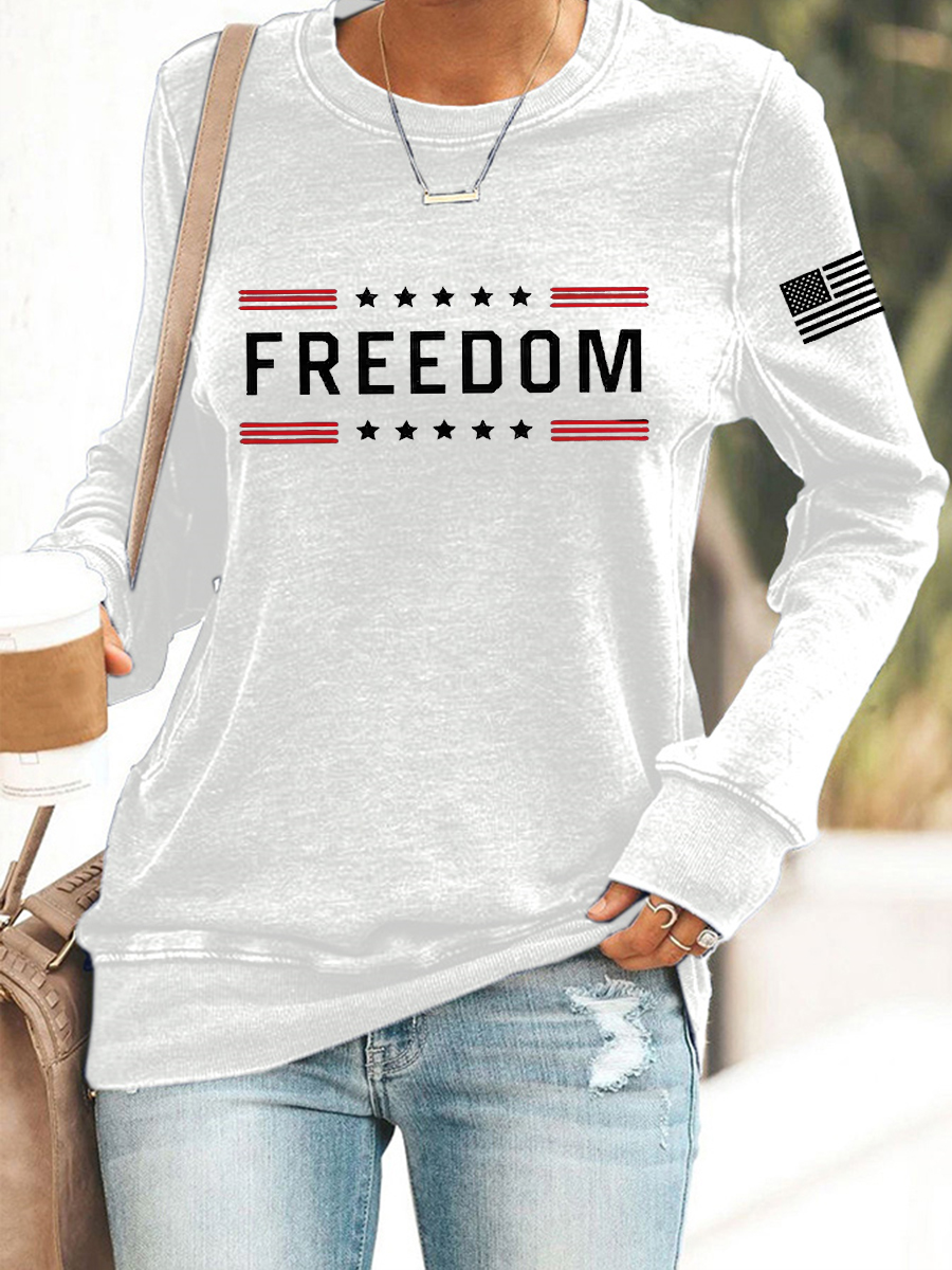 Women's Freedom America Flag Printed Sweatshirt
