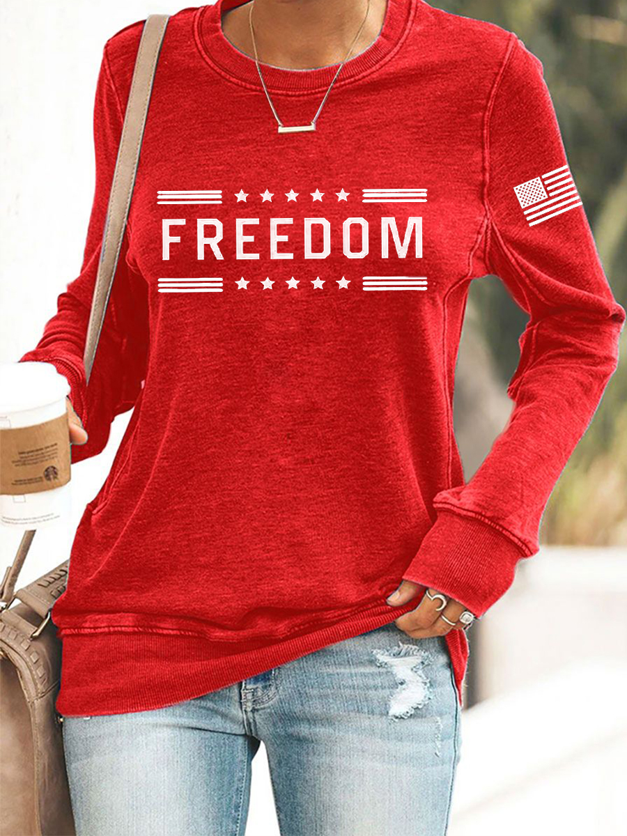 Women's Freedom America Flag  Printed  Sweatshirt