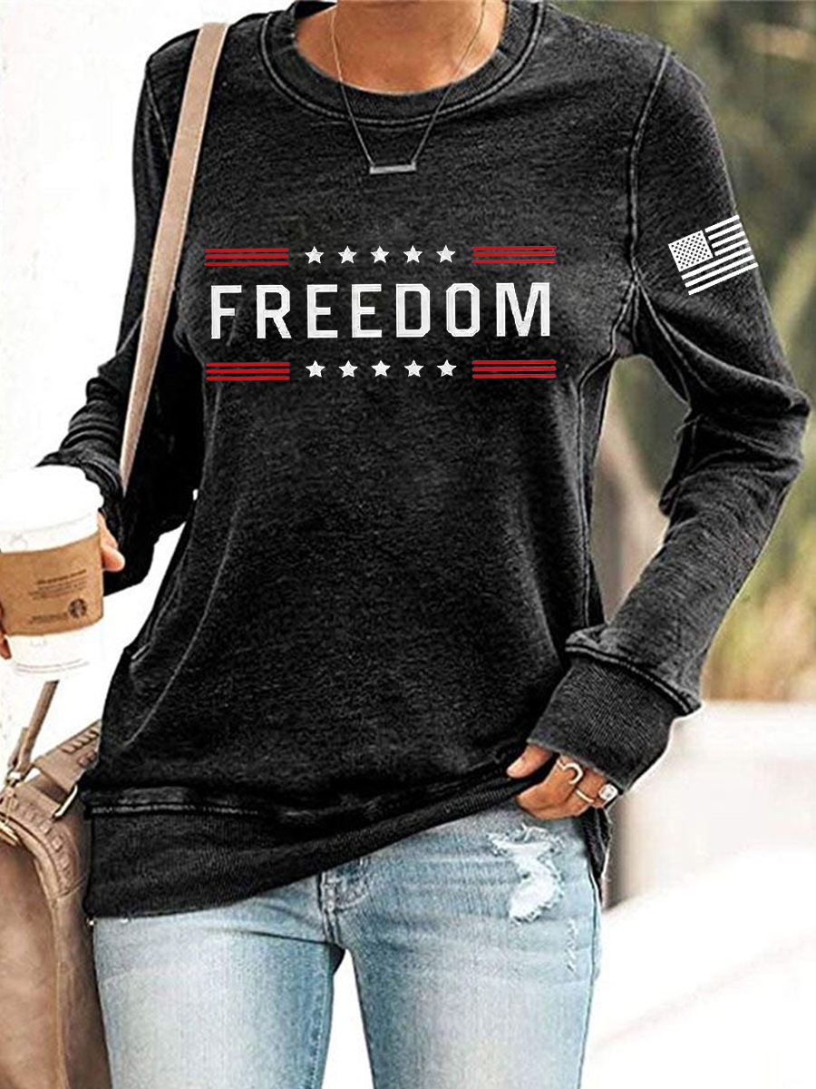 Women's Freedom America Flag Printed Sweatshirt