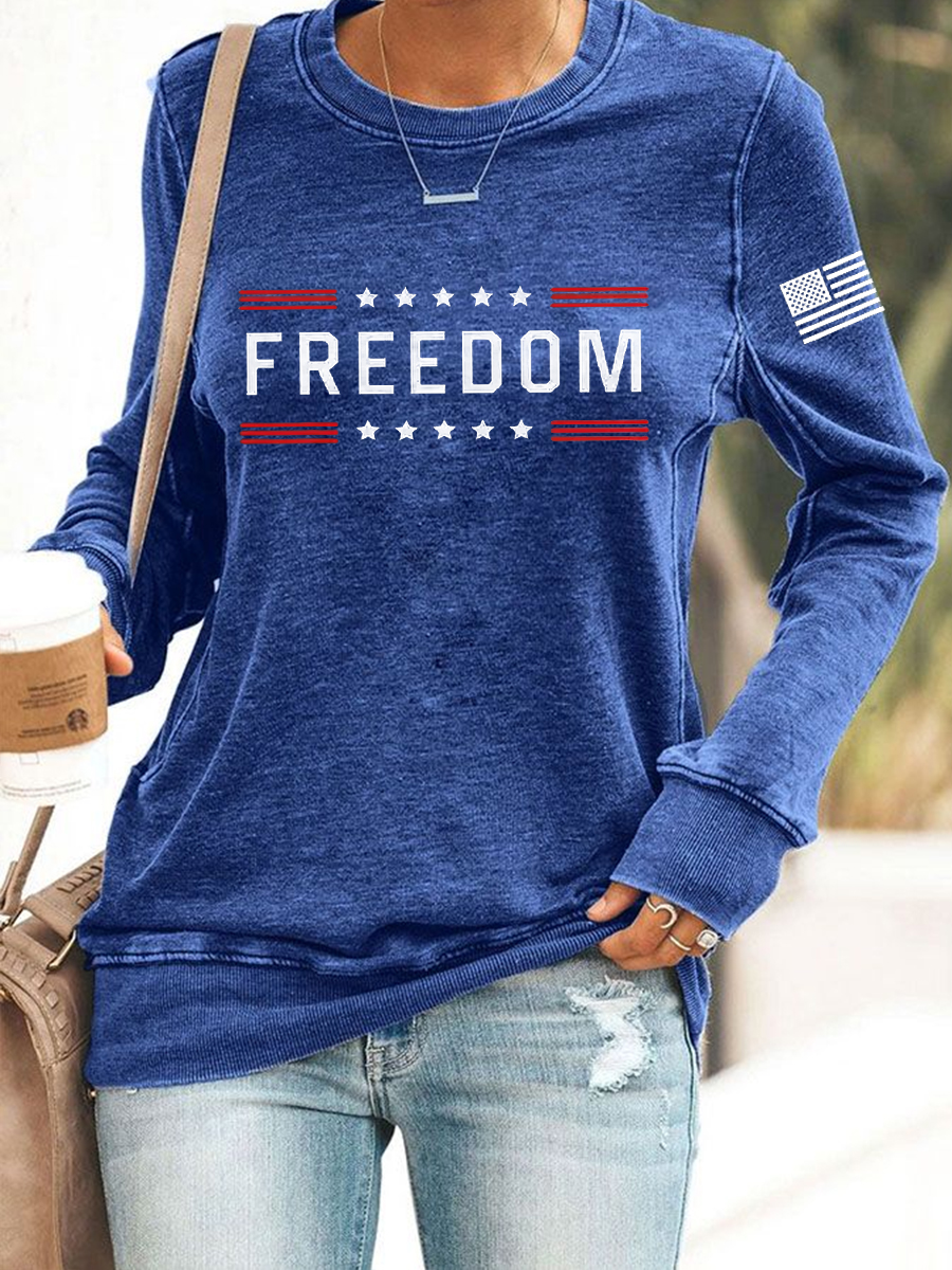 Women's Freedom America Flag  Printed  Sweatshirt