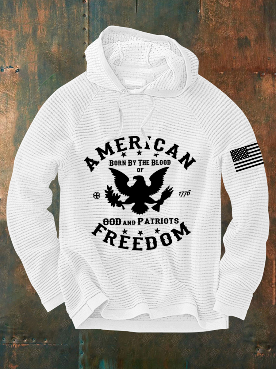 Men's American Freedom Born By The Blood Eagle Patriotic Waffle Hoodie