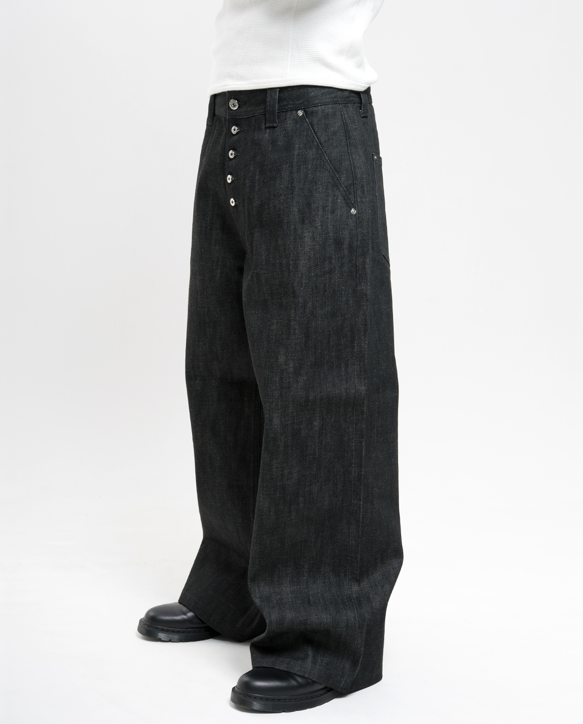  Raw Selvedge Loose Fit Jeans - Black | Coming Soon