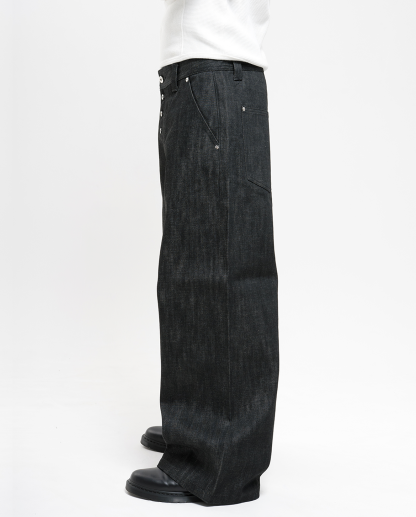  Raw Selvedge Loose Fit Jeans - Black | Coming Soon