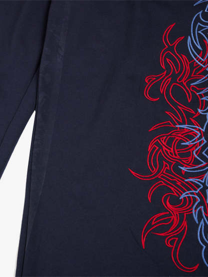 Line-Embroidered Printed Relaxed-Fit Casual Sweatpants