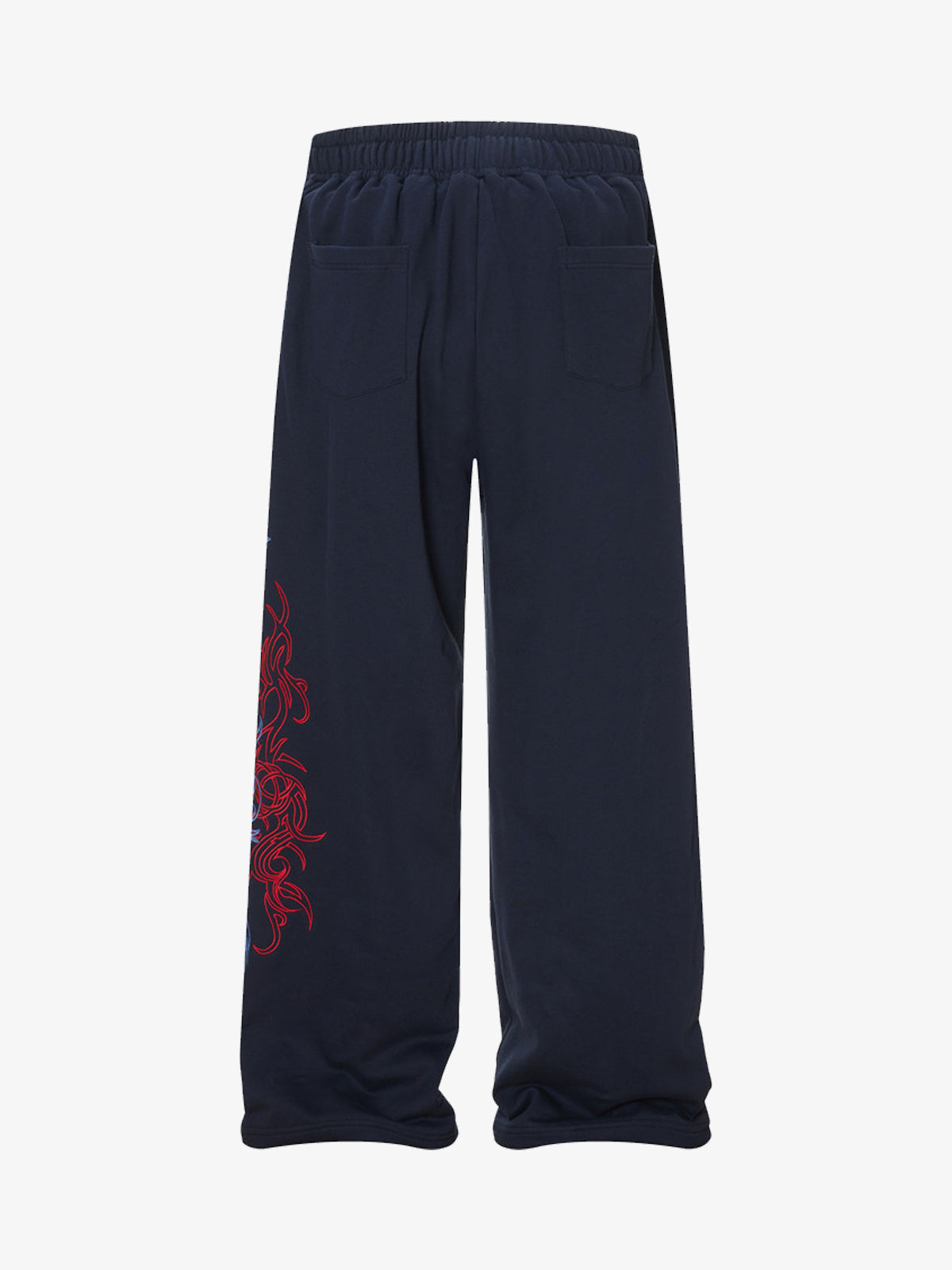 Line-Embroidered Printed Relaxed-Fit Casual Sweatpants