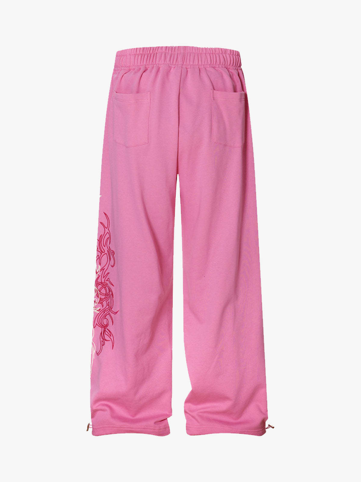 Line-Embroidered Printed Relaxed-Fit Casual Sweatpants