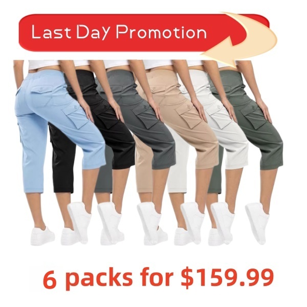 🔥Last day promotion🔥Women's Cargo Capris Lightweight Hiking Pants Shorts Cropped Cotton