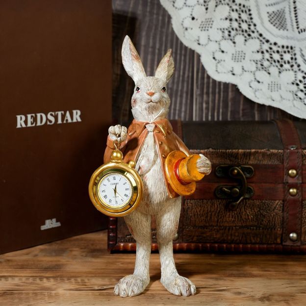 ⏰ Storybook White Rabbit Clock Figurine – Functional Easter Decor 🐰✨