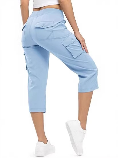 🔥Last day promotion🔥Women's Cargo Capris Lightweight Hiking Pants Shorts Cropped Cotton