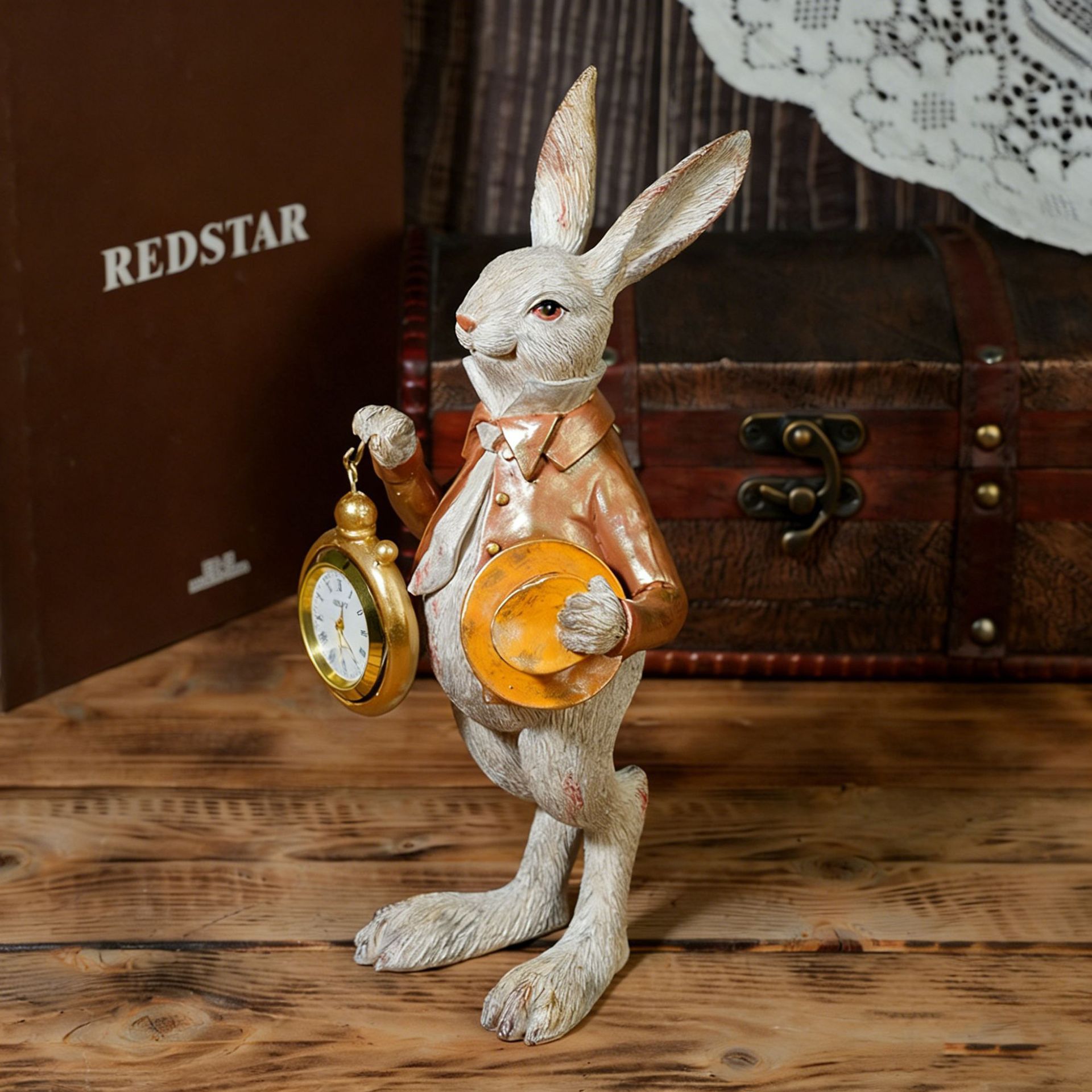⏰ Storybook White Rabbit Clock Figurine – Functional Easter Decor 🐰✨
