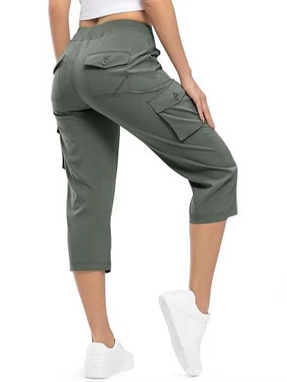 🔥Last day promotion🔥Women's Cargo Capris Lightweight Hiking Pants Shorts Cropped Cotton