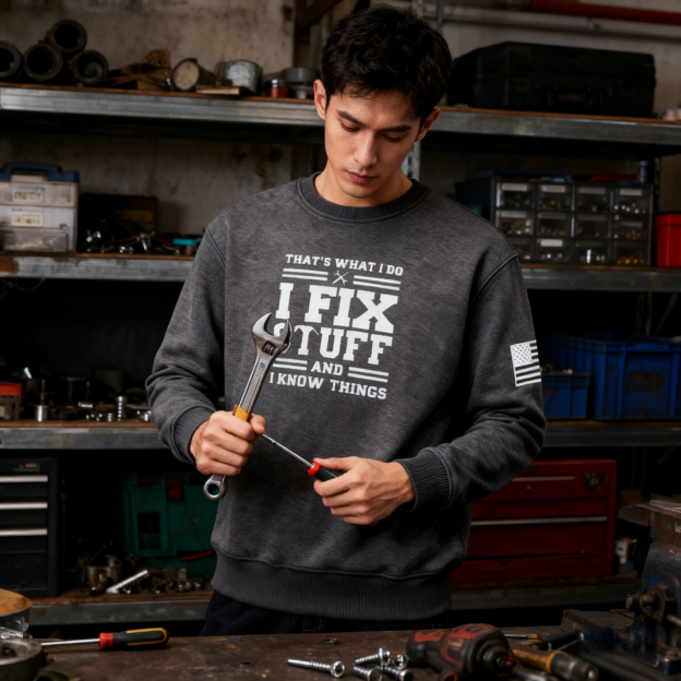 🔥“I Fix Stuff & Know Things” Tee – The Perfect T-Shirt for Problem Solvers 🔧