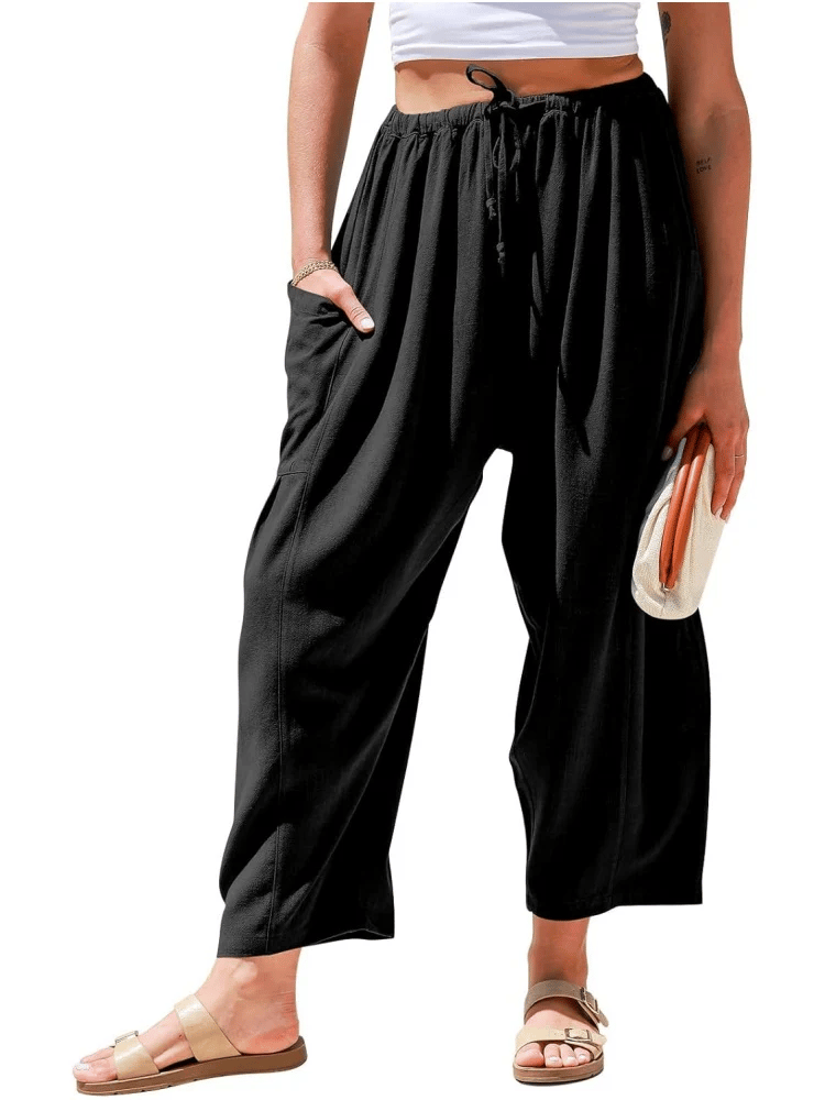 🔥👖Womens Drawstring Palazzo Harem Pants with Pockets