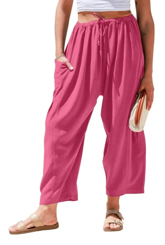 🔥👖Womens Drawstring Palazzo Harem Pants with Pockets