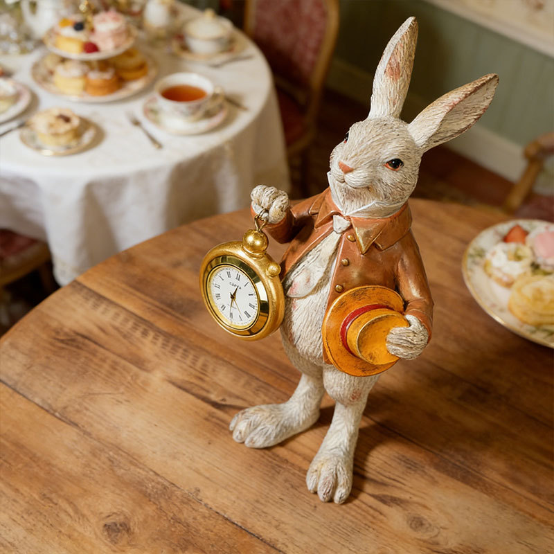 ⏰ Storybook White Rabbit Clock Figurine – Functional Easter Decor 🐰✨