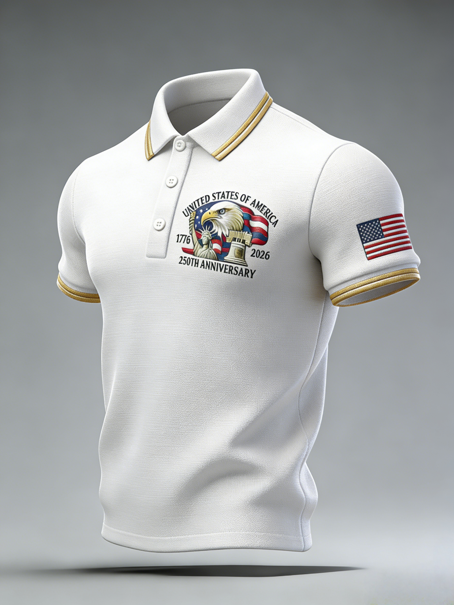 Men's Retro 250th Anniversary of the United States Independence Day Cross Print Polo Shirt