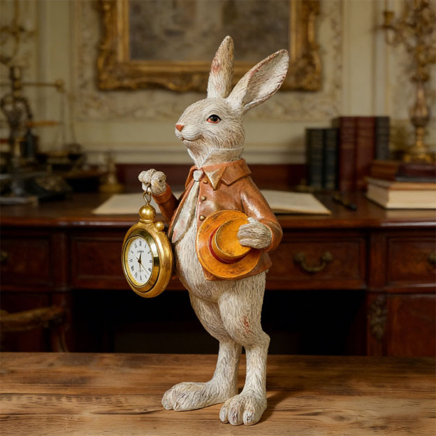 ⏰ Storybook White Rabbit Clock Figurine – Functional Easter Decor 🐰✨