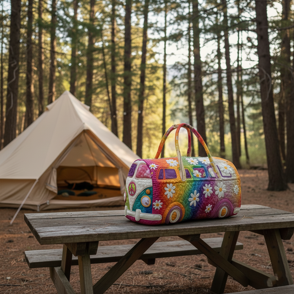 Hippie Van Quilted Duffle Bag