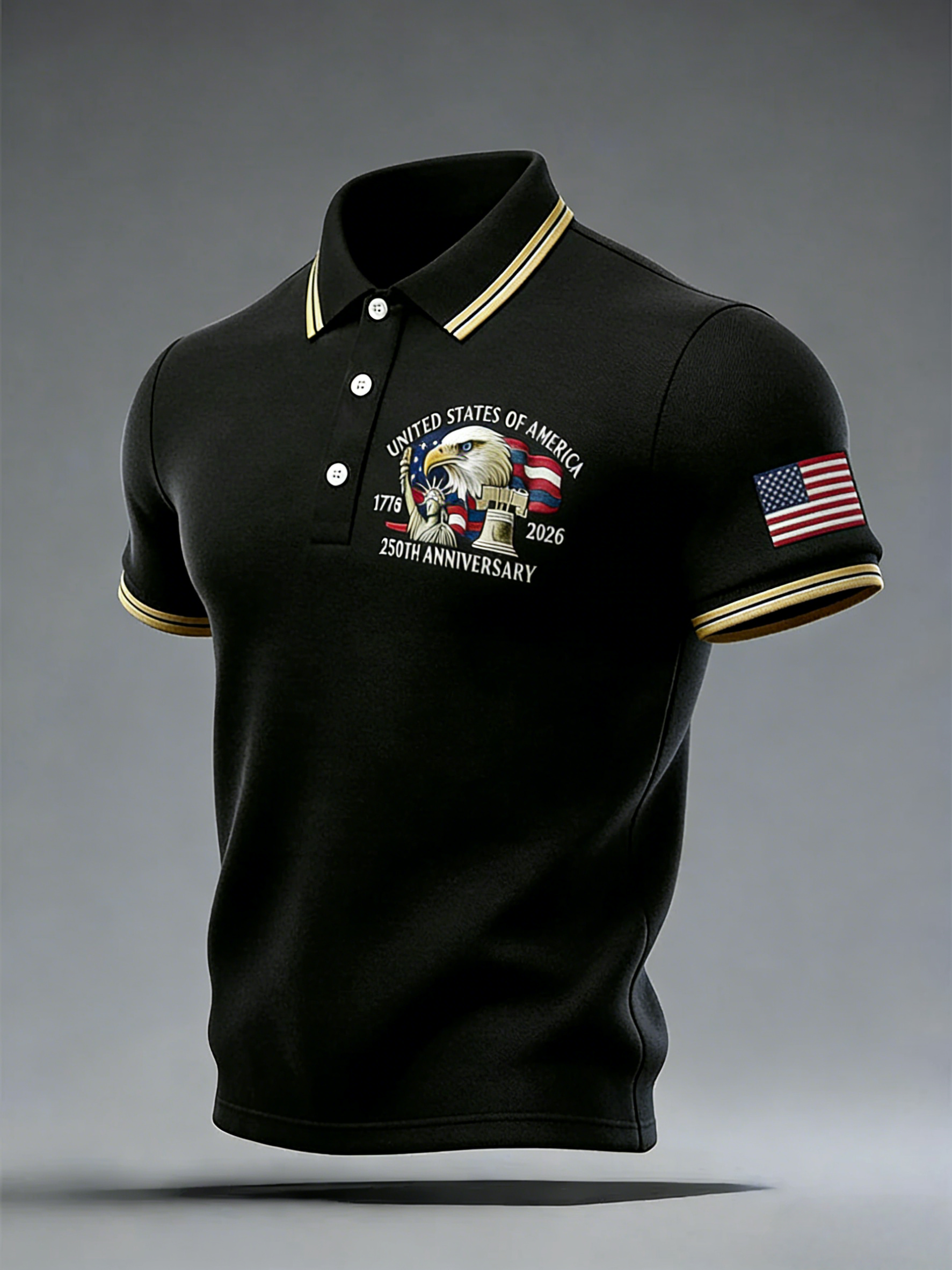 Men's Retro 250th Anniversary of the United States Independence Day Cross Print Polo Shirt