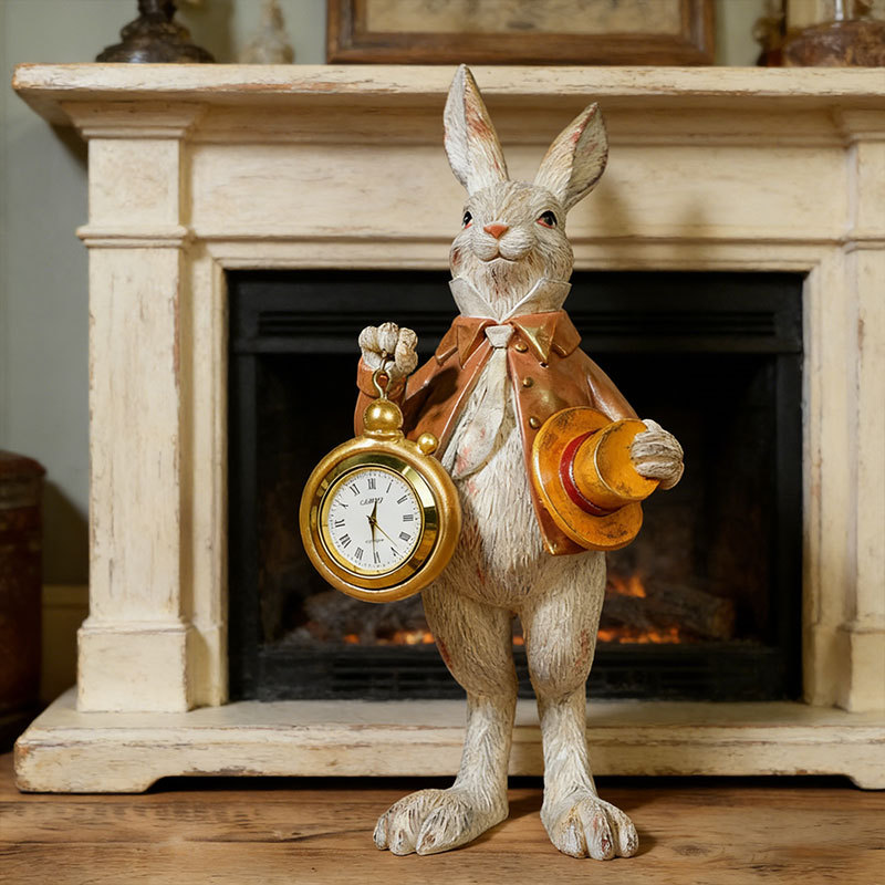 ⏰ Storybook White Rabbit Clock Figurine – Functional Easter Decor 🐰✨