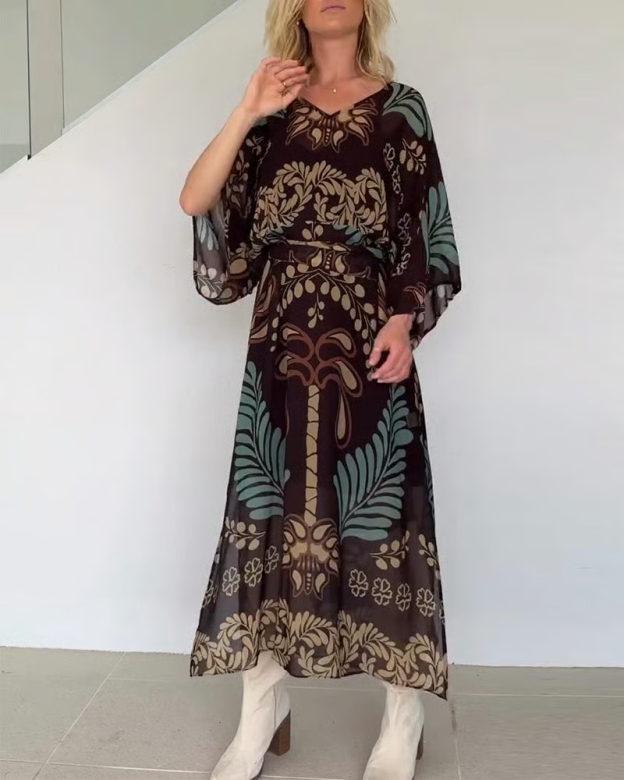 Bohemian V-Neck Loose Dress