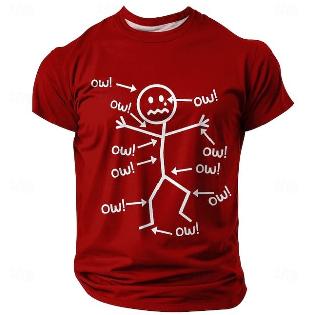 Men's Character Funny T Shirt Short Sleeve T shirt 3D Print Crew Neck Shirt Fashion Daily Basic Street Casual Daily Black Red Blue Summer Spring All Seasons Clothing Apparel