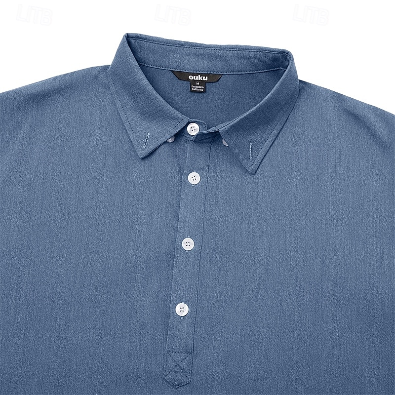 Men's Shirt Popover Shirt Button Down Shirt Casual Shirt Denim Blue Black White Navy Blue Dark Blue Long Sleeve Plain Button Down Collar Casual Outdoor Buttons Clothing Apparel Polyester Neutral 2026 - BHD 8.89 &ndash;P9