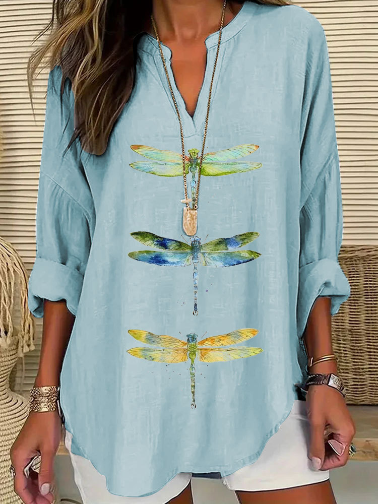 Women's Dragonfly Print Casual Shirt