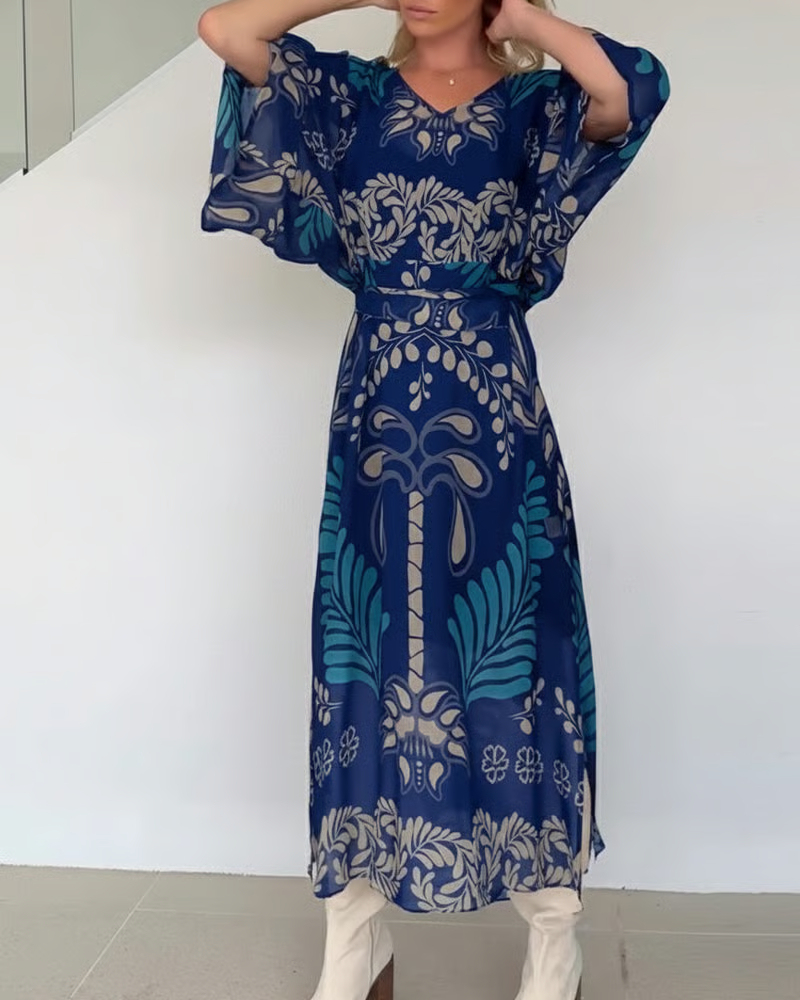 Bohemian V-Neck Loose Dress