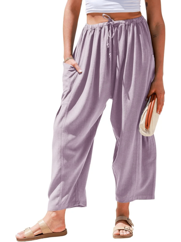 🔥👖Womens Drawstring Palazzo Harem Pants with Pockets
