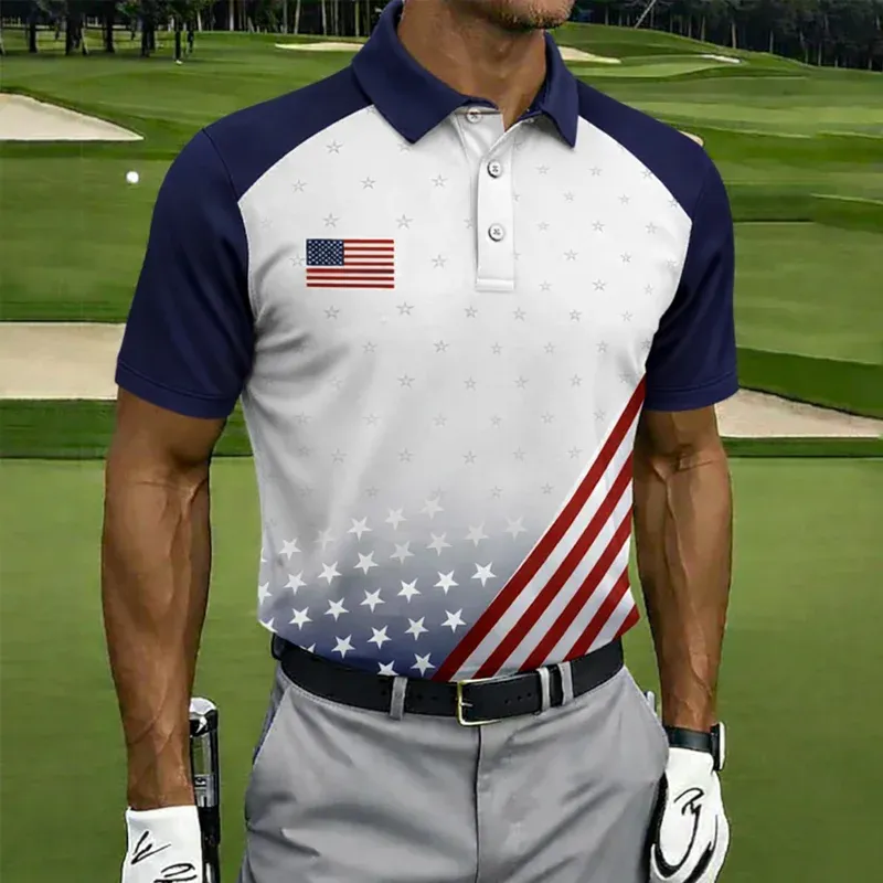 US 250th Anniversary Print Men's Polo Shirt-3