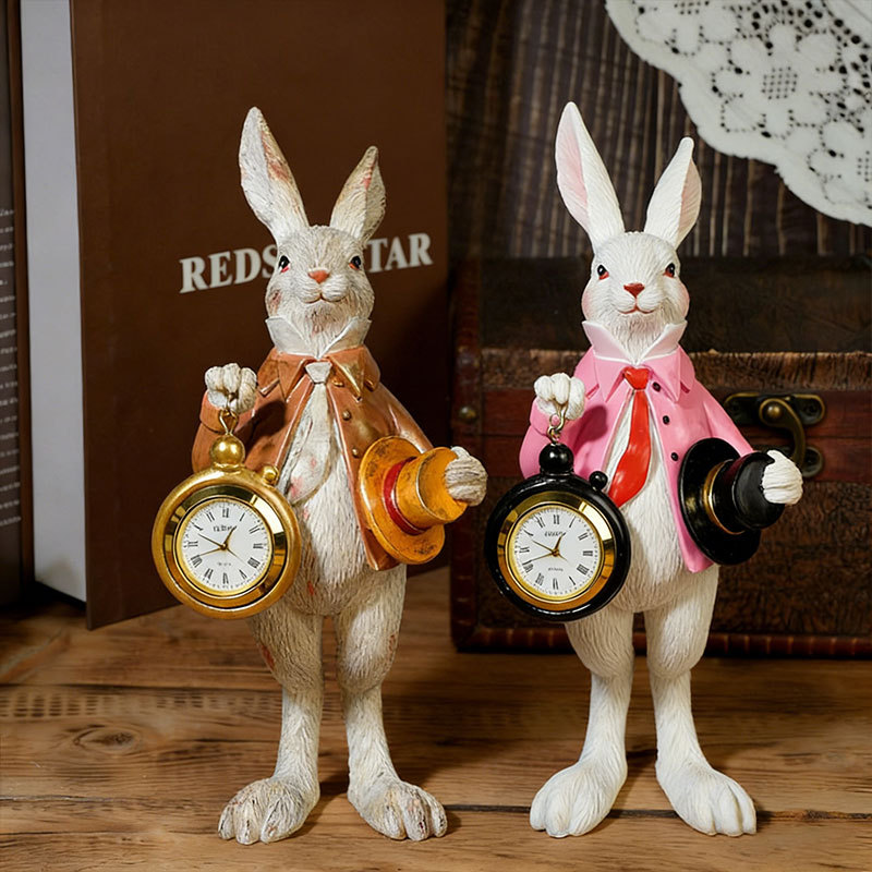 ⏰ Storybook White Rabbit Clock Figurine – Functional Easter Decor 🐰✨