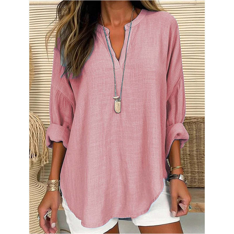 Women's Retro Solid Casual Shirt
