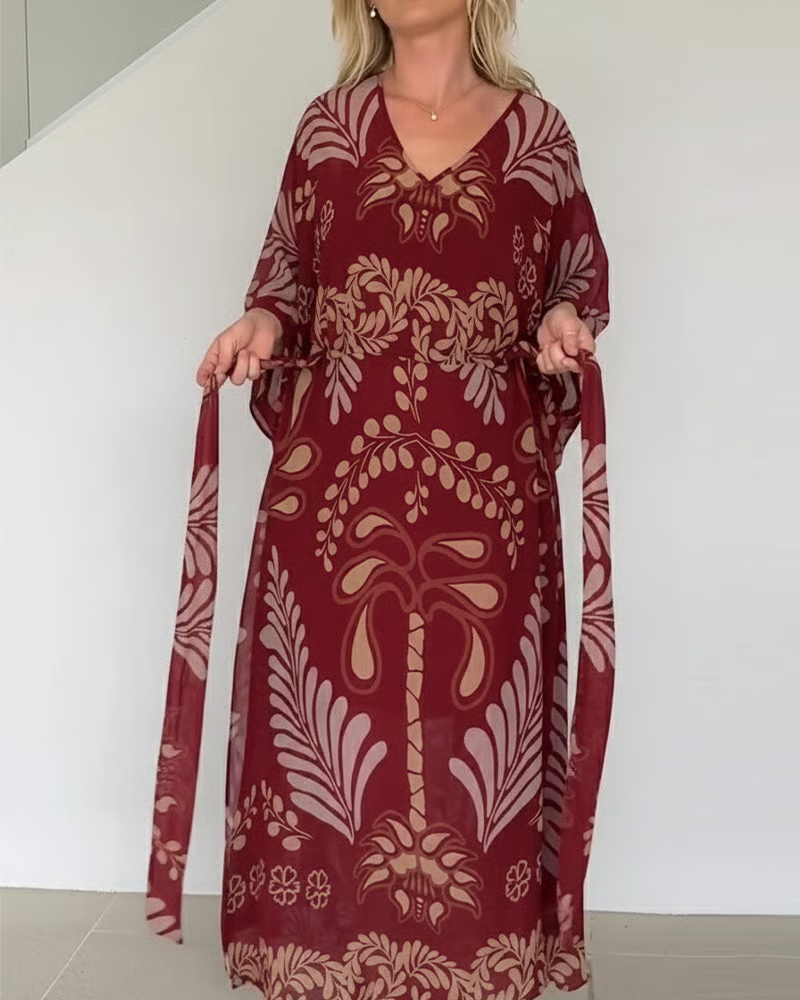 Bohemian V-Neck Loose Dress