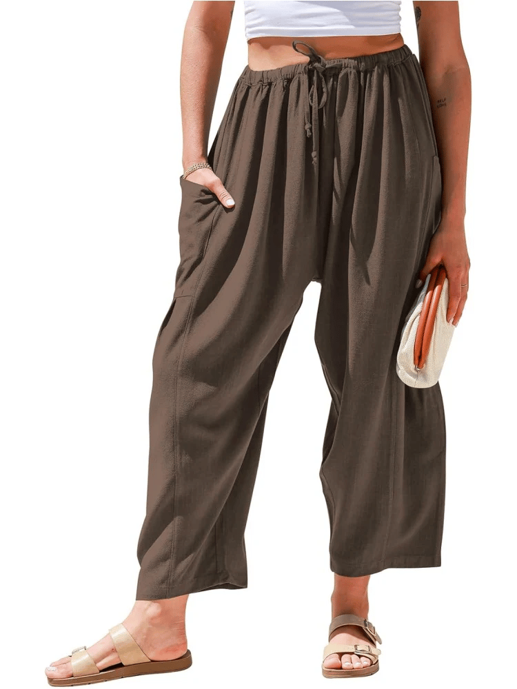 🔥👖Womens Drawstring Palazzo Harem Pants with Pockets
