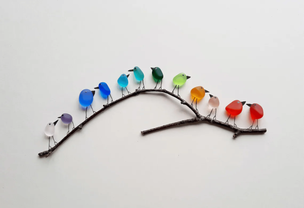 Sea Glass Rainbow Birds - A Symbol of Luck and Style