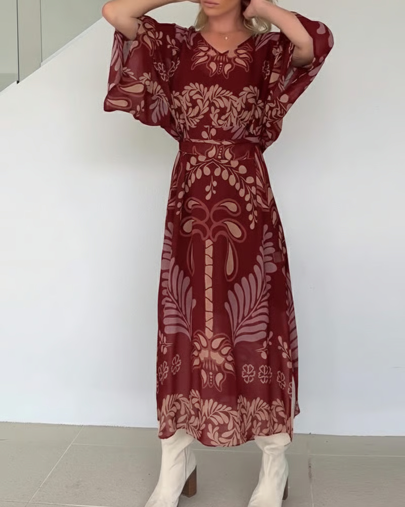 Bohemian V-Neck Loose Dress