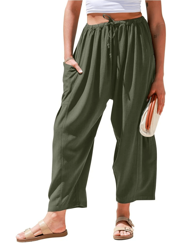 🔥👖Womens Drawstring Palazzo Harem Pants with Pockets