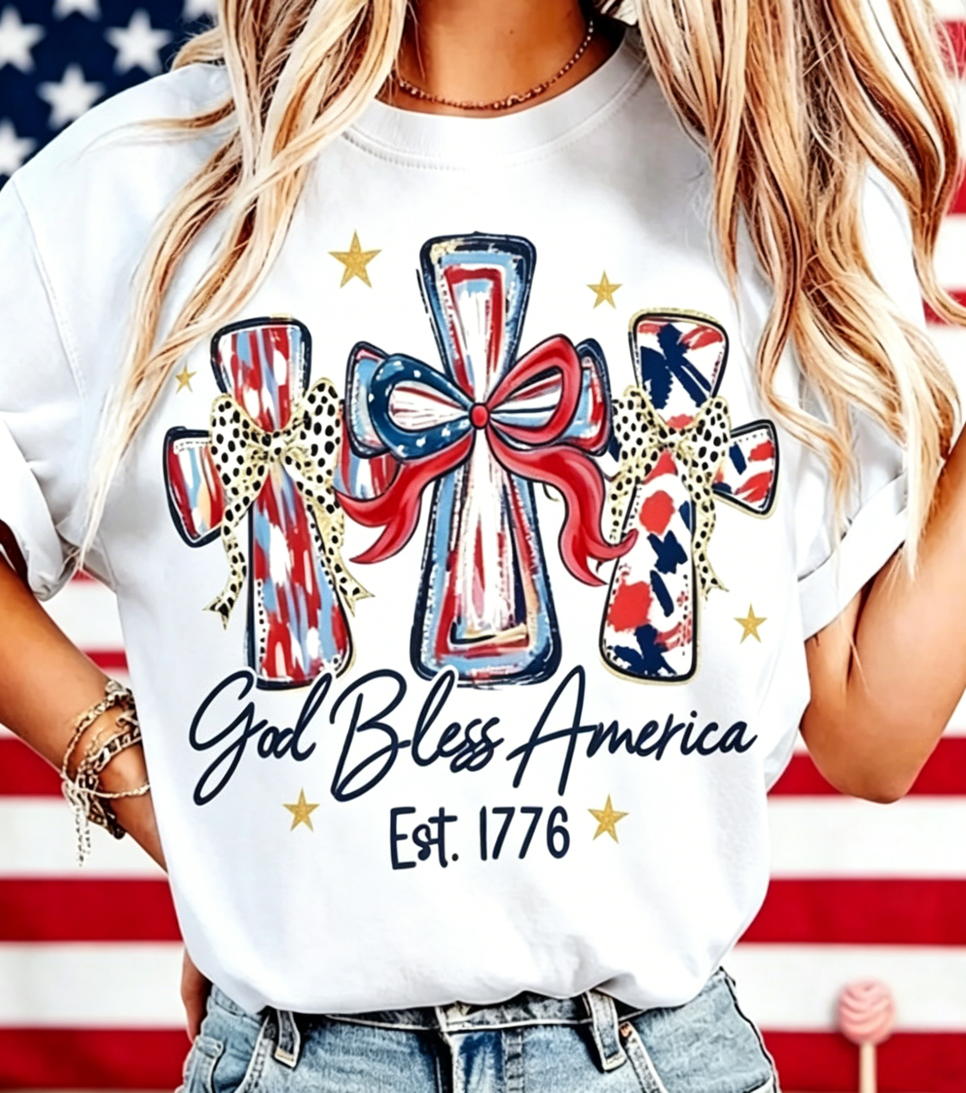 God Bless America Women's 250th Anniversary Casual Printed T-Shirt