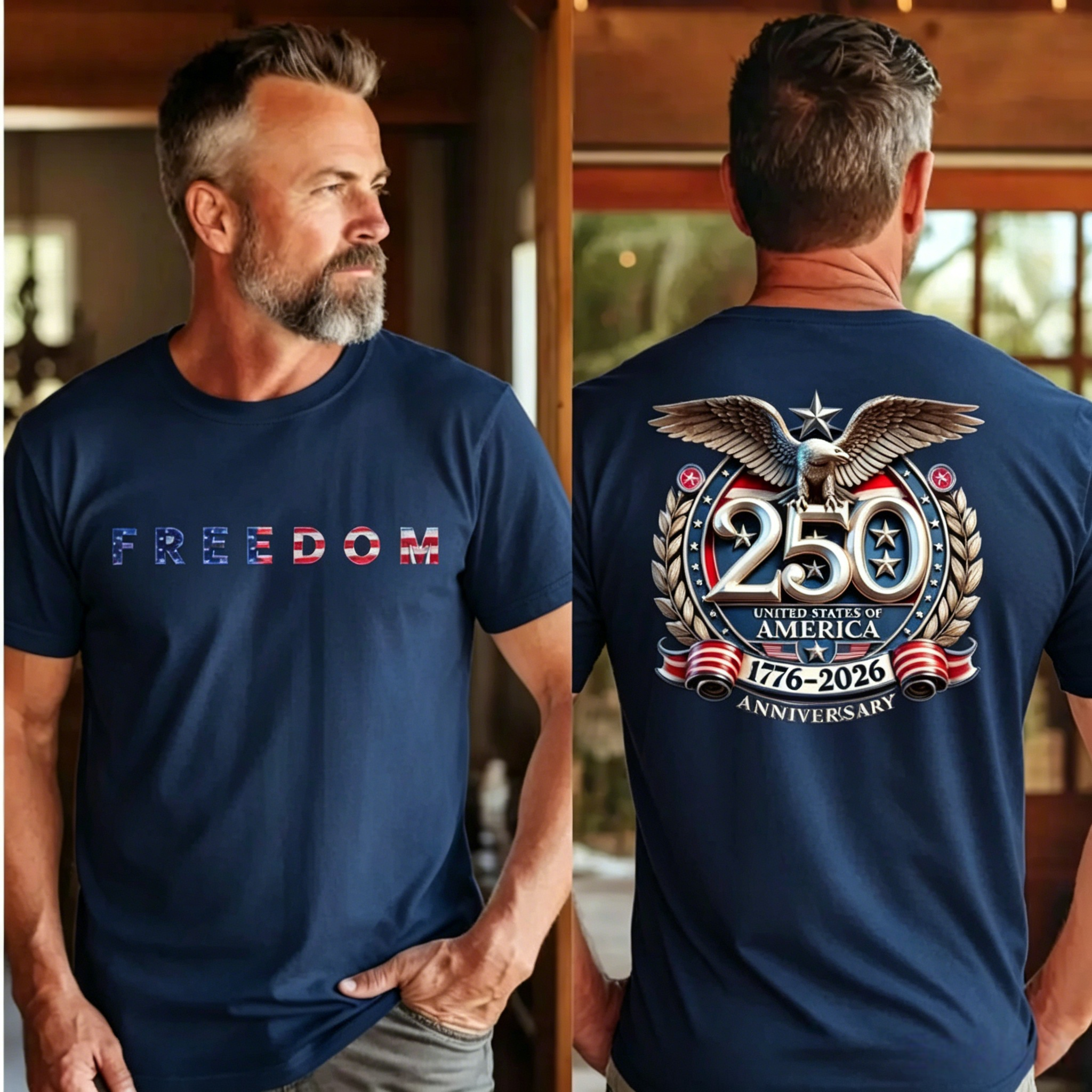 Men's 250th Anniversary Casual Printed T-Shirt
