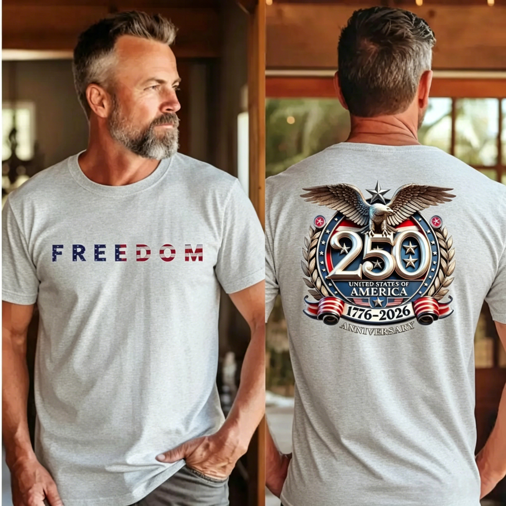 Men's 250th Anniversary Casual Printed T-Shirt